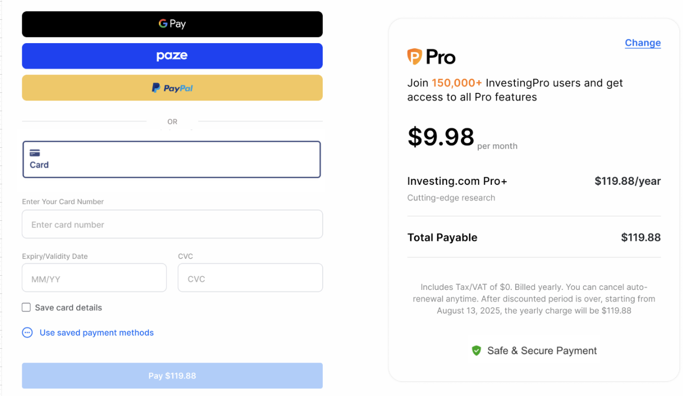 Checkout page with more alternate payment methods